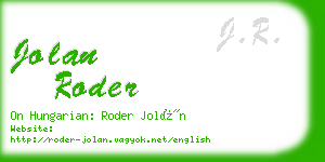 jolan roder business card